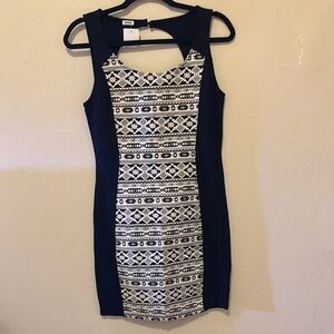 Chic Black and White Patterned Mini Dress